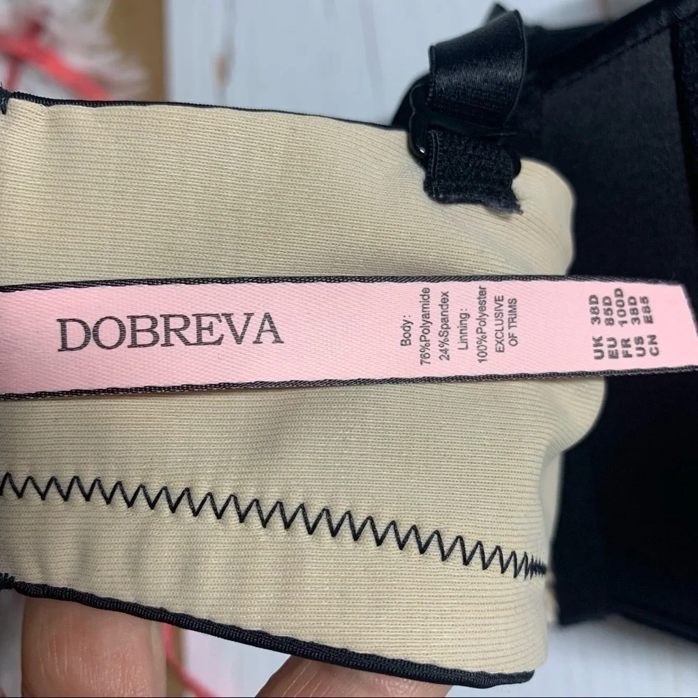 Dobreva Black Padded Under Wire Support Bra 38D